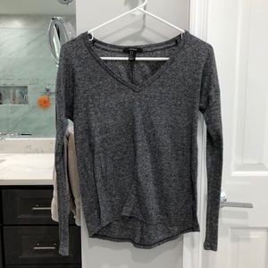 grey v-neck thermal long sleeve